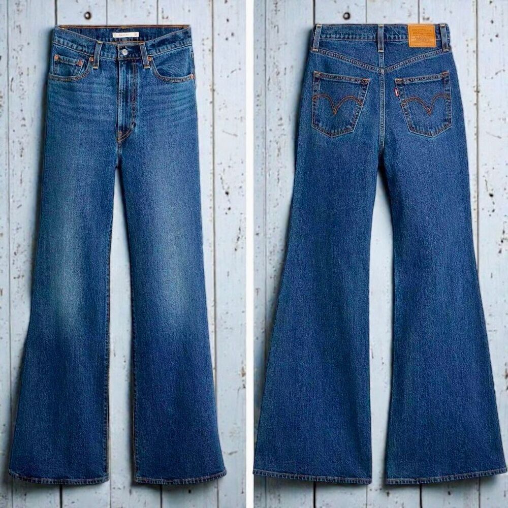 Levi’s Ribcage Ultra High Rise Flare Jeans Vintage Wash Size 32 NWOT - Picture 9 of 13